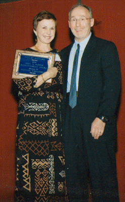 Winnie Thompson is presented with the John N. Pappas Humanitarian Award